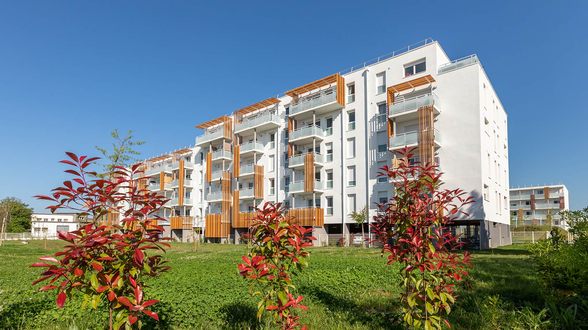 Appartements neufs sur un vaste terrain arboré proche du centre-ville nîmois.